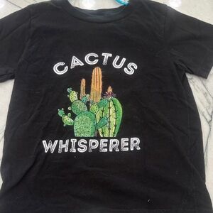 Cactus Whisperer Kids Black T-Shirt